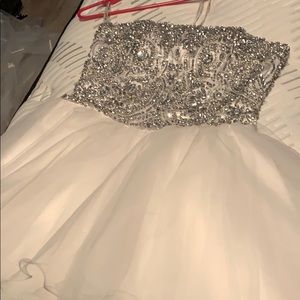White beaded top cocktail dress